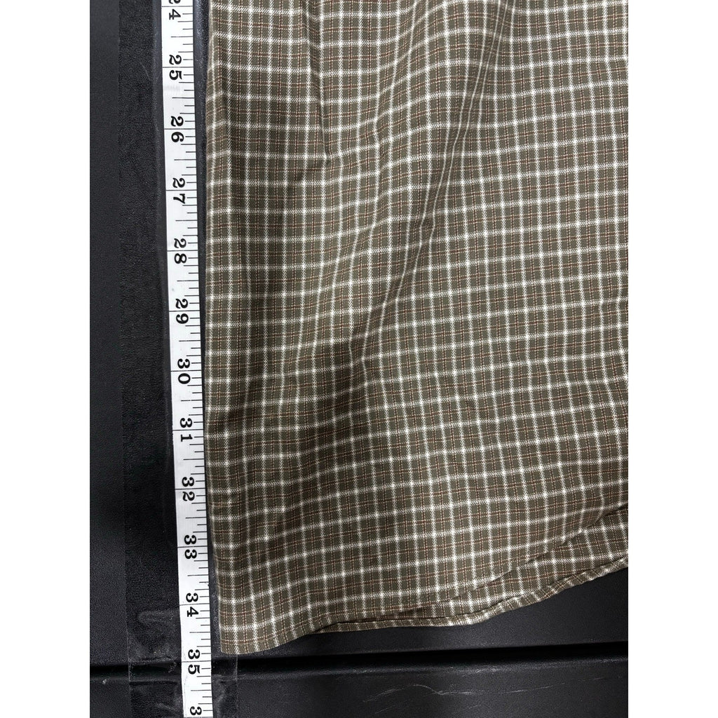 L.L.Bean XL Tall Olive Cream Check Button Up Shirt Preppy Casual