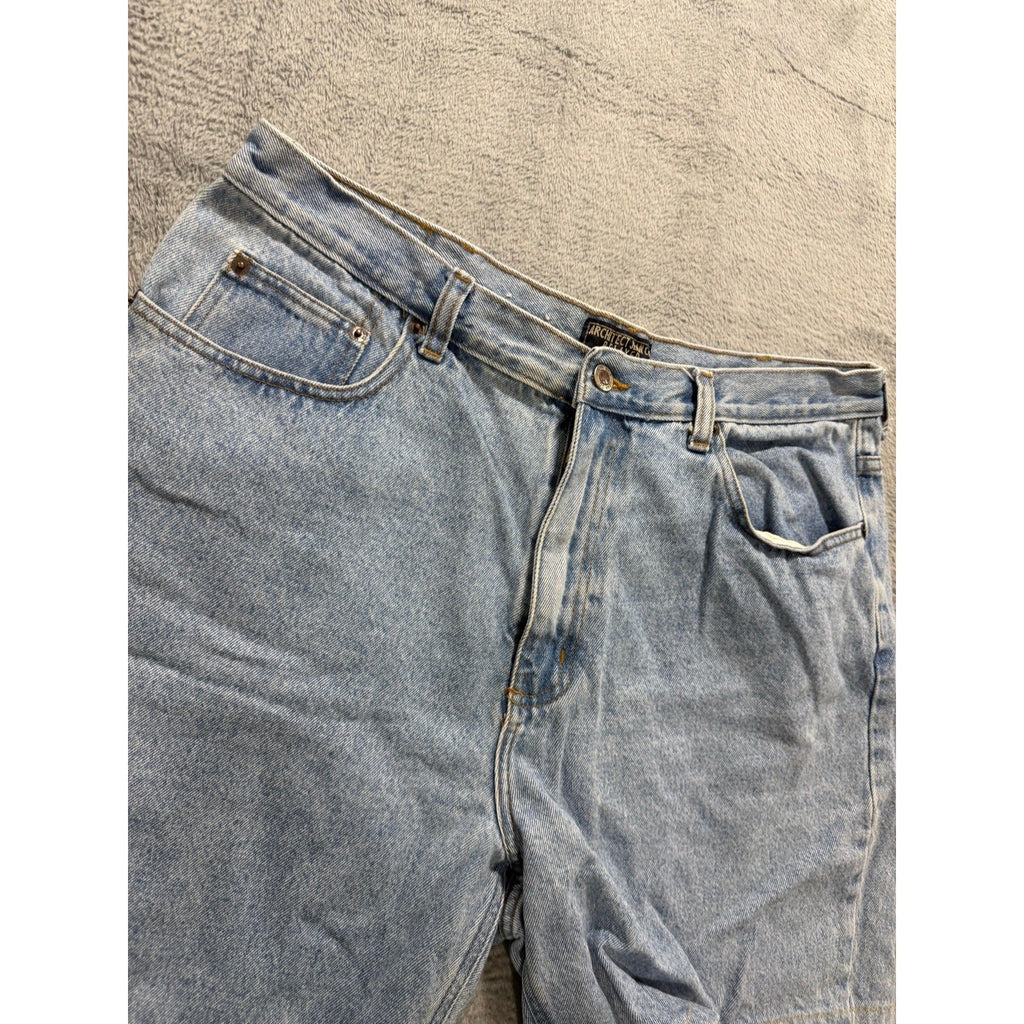 Architect Jean Co 38 Light Wash Blue Denim Shorts Relaxed Fit Vintage Casual