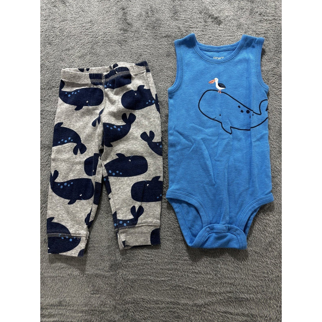 Carter's Baby Boy 12M 9 Piece Bundle Bodysuits Pants Jeans Shorts Hoodie Blue