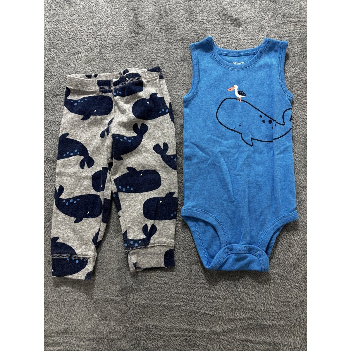 Carter's Baby Boy 12M 9 Piece Bundle Bodysuits Pants Jeans Shorts Hoodie Blue
