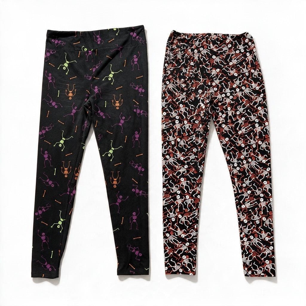 LuLaRoe Women's Skeleton Leggings 2 Pack Lot Size TC