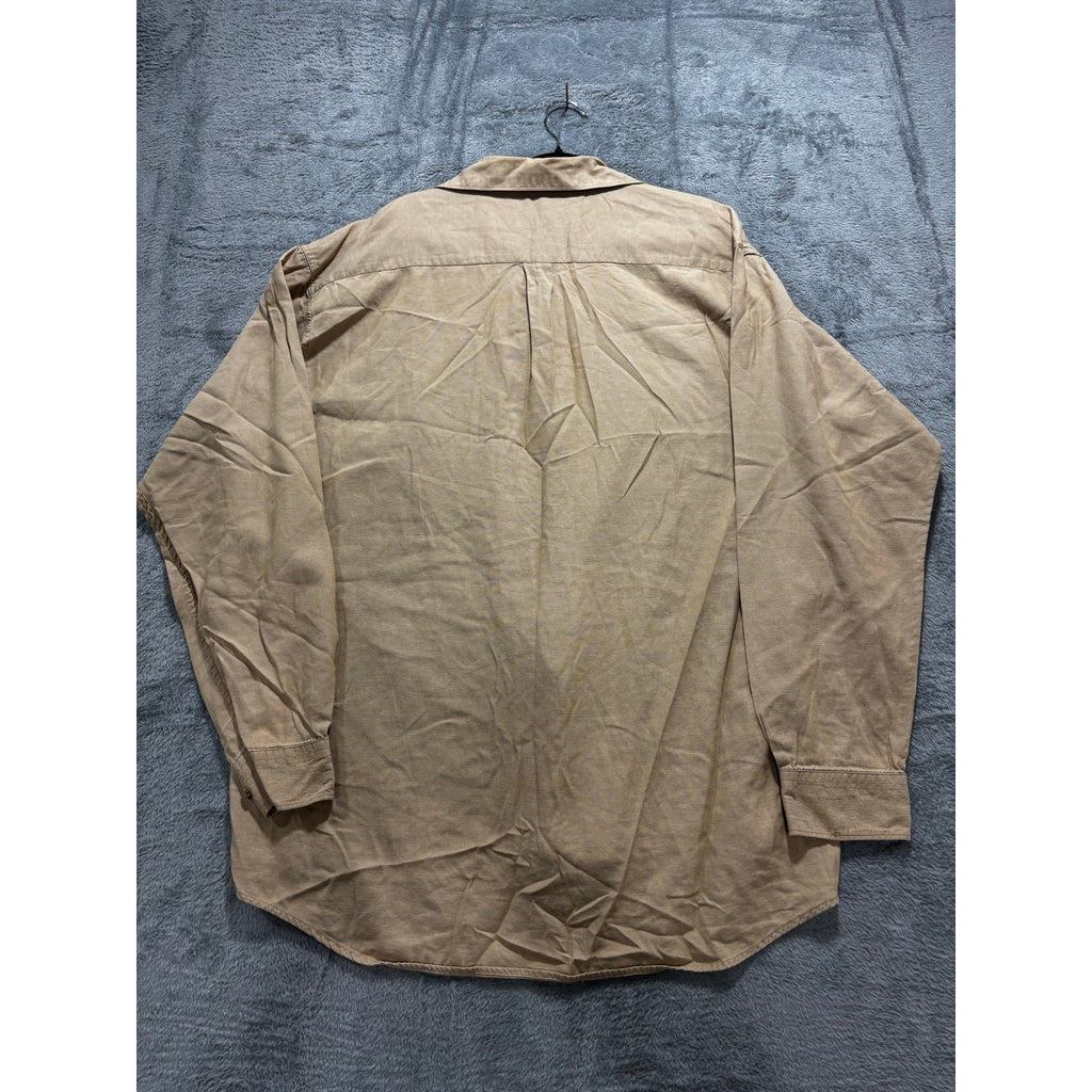 Nicklaus L Tan Long Sleeve Button Up Shirt Cotton Casual Preppy