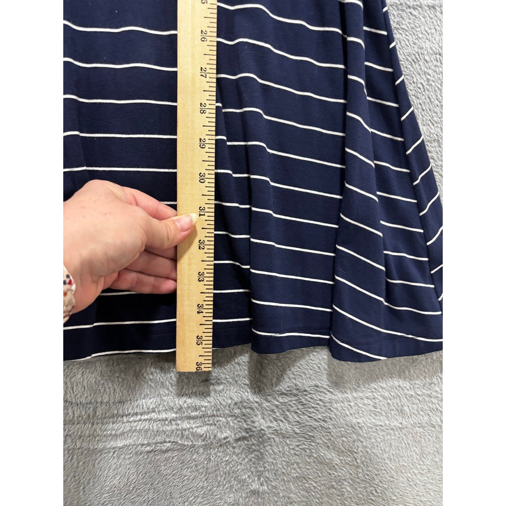 Old Navy M Womens Navy Blue White Striped T-Shirt Dress Casual Coastal Preppy
