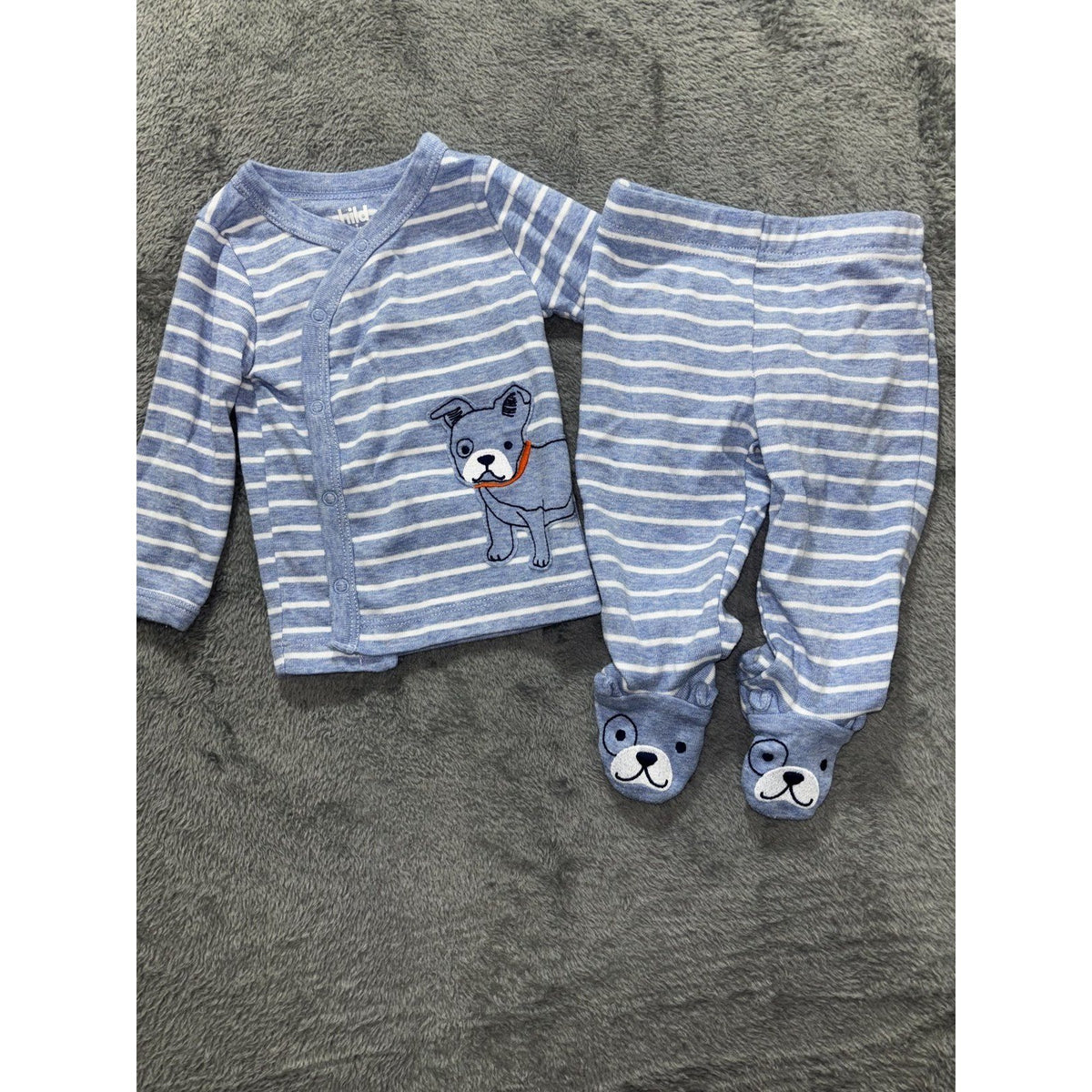 Child of Mine Carter's Baby Boy 0-3M 5 Piece Bundle Top Pants Bodysuits Blue