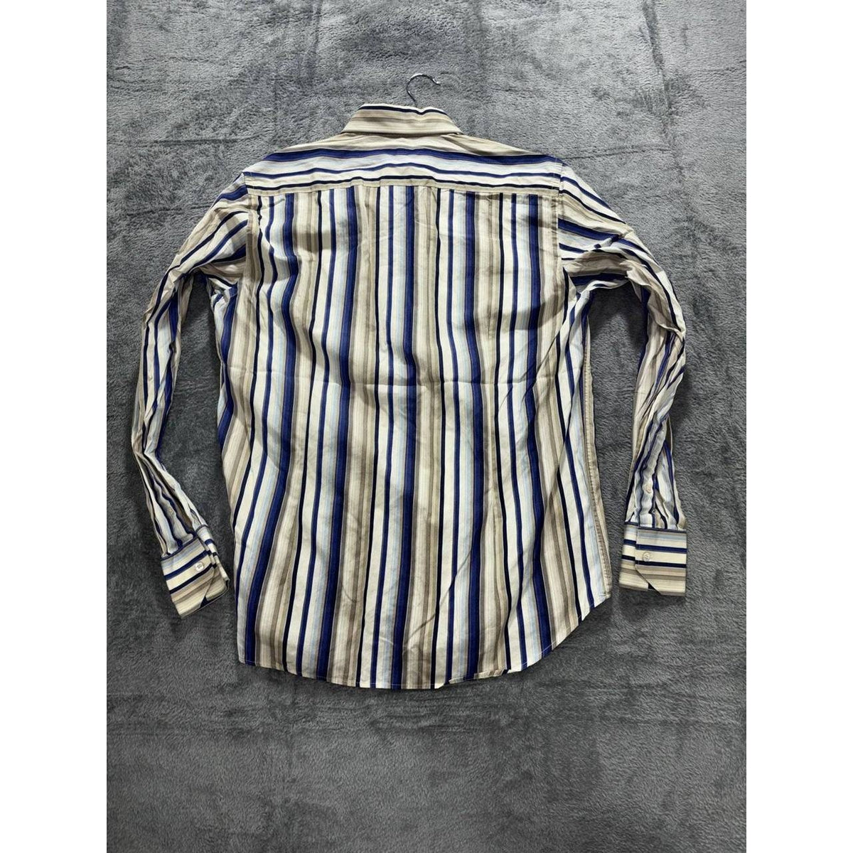 Ted Baker Men's Cream Blue Striped Shirt Size 3, photo 4 of 10