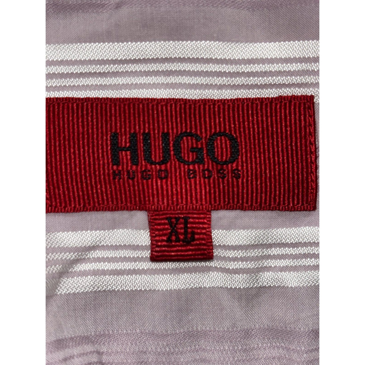 HUGO Hugo Boss Mens XL Mauve Gray Stripe Long Sleeve Button Up Dress Shirt