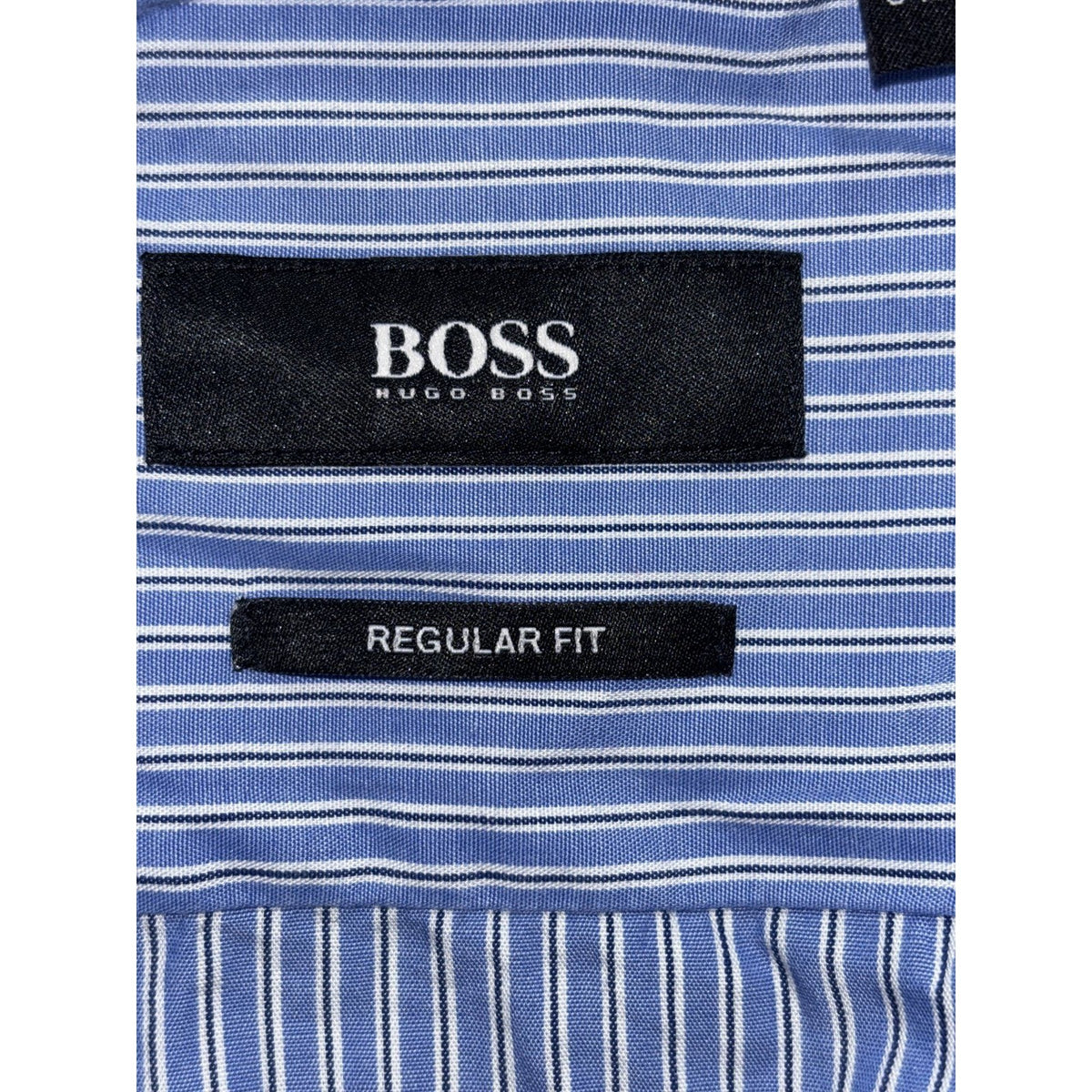 Hugo Boss Mens 15 1/2 34/35 Blue Stripe Long Sleeve Button Up Dress Shirt