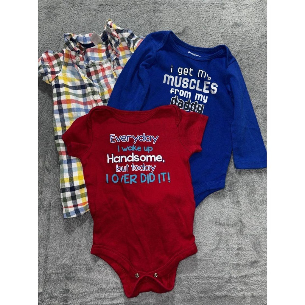 Carter's & Garanimals Boy Bodysuits Lot 3 Pc 18M