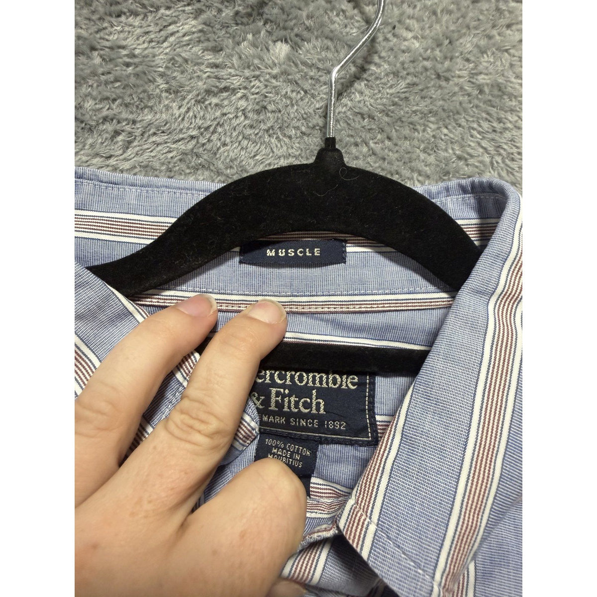 Abercrombie & Fitch Men's Blue Striped Shirt Size L, photo 5 of 10