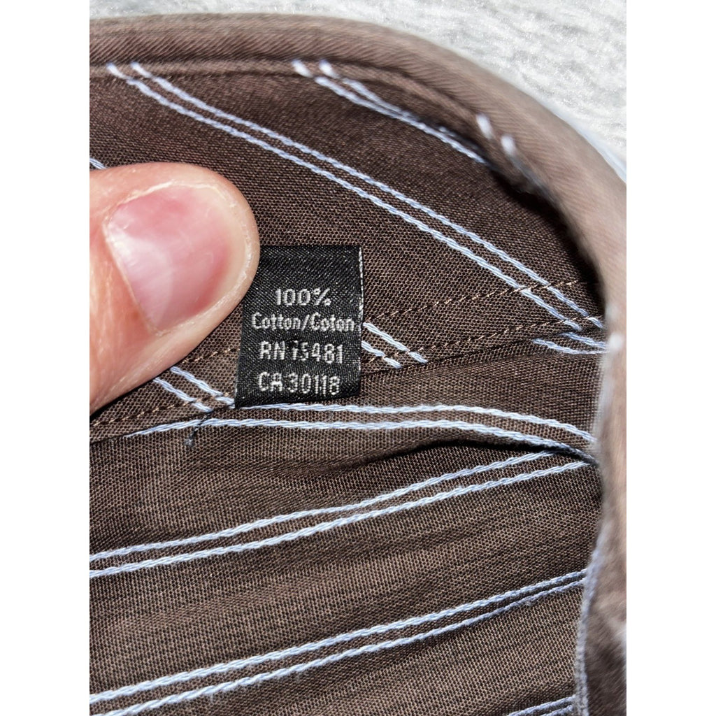 Billy London Men's Brown Stripe Dress Shirt Size XXL, photo 7 of 9