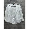 Hugo Boss Mens 45/46 XXL White Blue Stripe Long Sleeve Button Up Dress Shirt