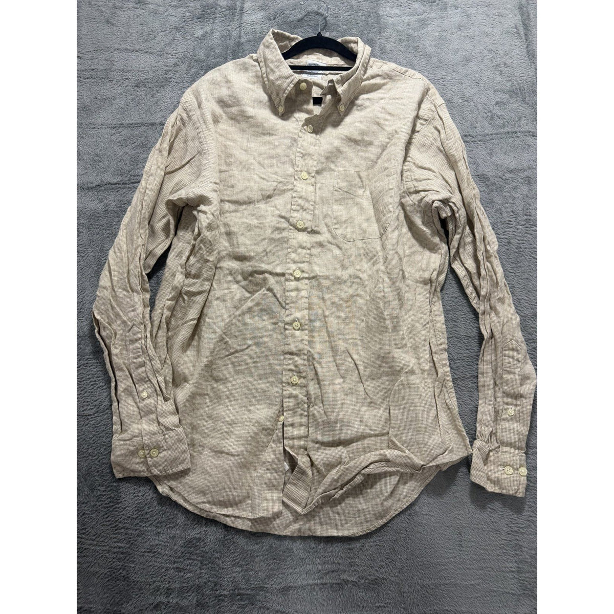 Brooks Brothers Mens XL Beige Irish Linen Button Down Shirt Slim Fit