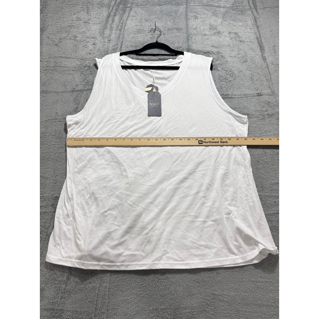 Sampeel 2XL White Womens Tank Top V-Neck Casual Minimalist NWT