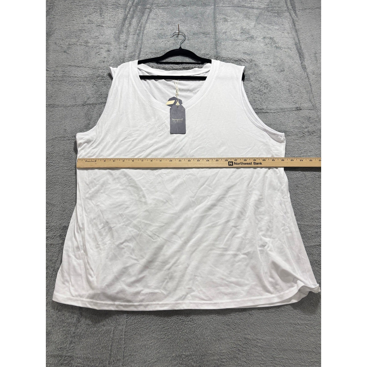 Sampeel 2XL White Womens Tank Top V-Neck Casual Minimalist NWT
