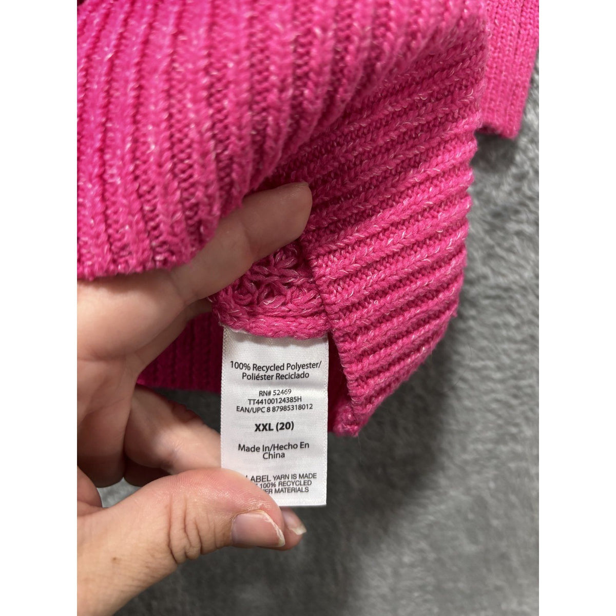 Time and Tru Womens XXL Hot Pink Waffle Knit Crewneck Sweater Cozy Casual