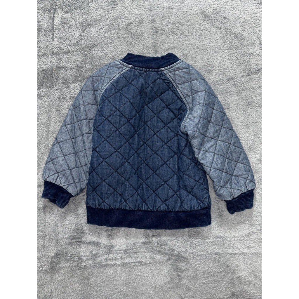 Baby B'gosh Toddler 3T Quilted Denim Bomber Jacket Blue Zip Front