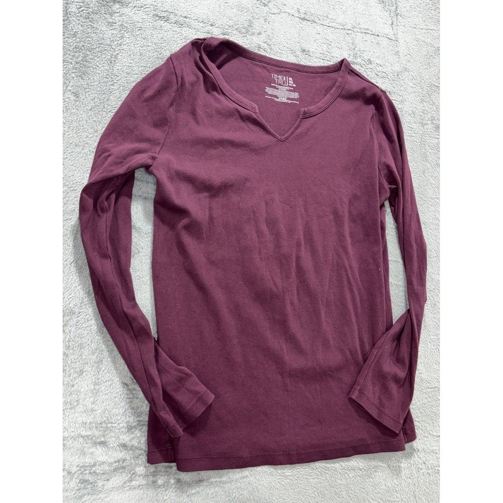 Time and Tru Women's Burgundy Ribbed Tee Size XL, photo 3 of 8