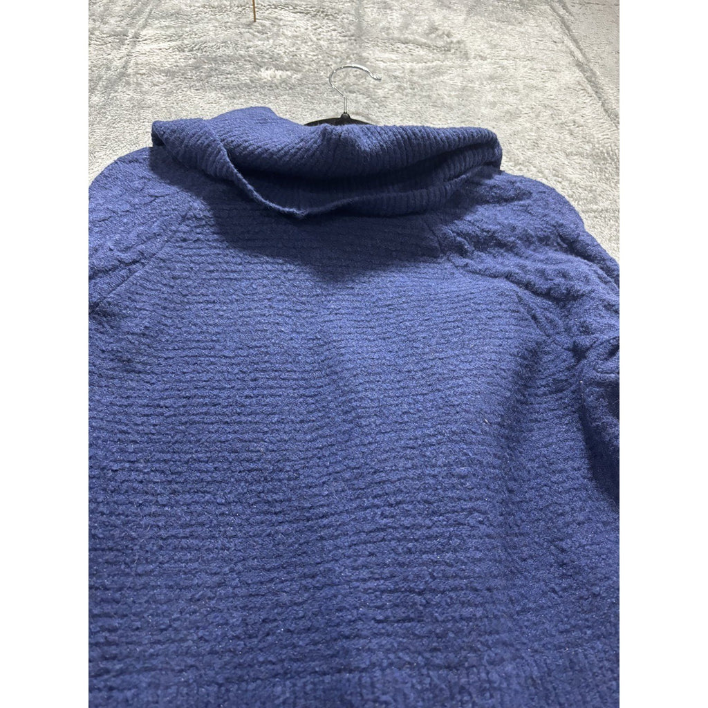 Liz Claiborne Womens XL Navy Blue Cowl Neck Sweater Cable Knit Cozy