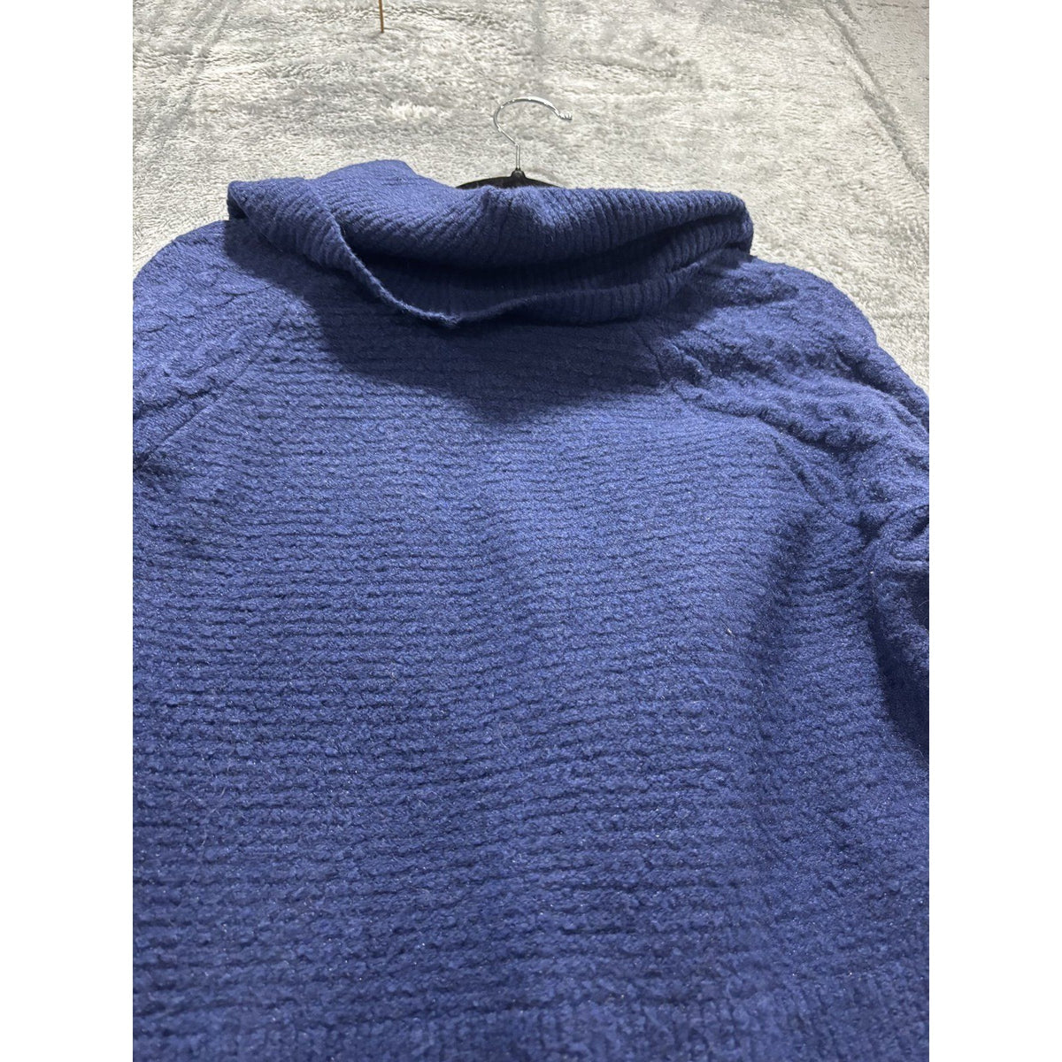 Liz Claiborne Womens XL Navy Blue Cowl Neck Sweater Cable Knit Cozy