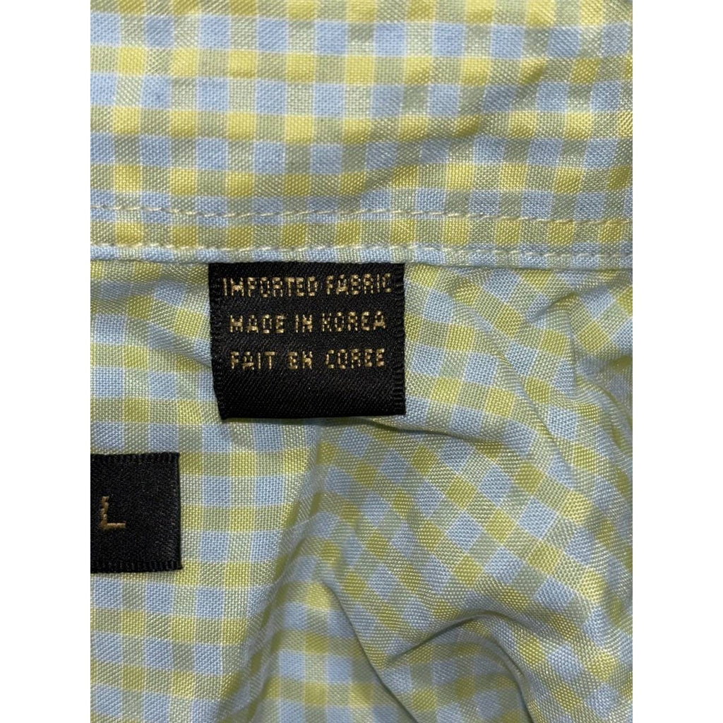 Bugatchi Men's Green Check Short Sleeve Shirt Size L, photo 9 of 10