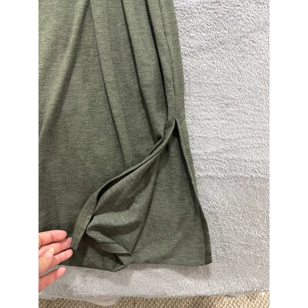 Old Navy M Olive Green Womens Cami Maxi Dress Boho Casual Sleeveless Side Slits