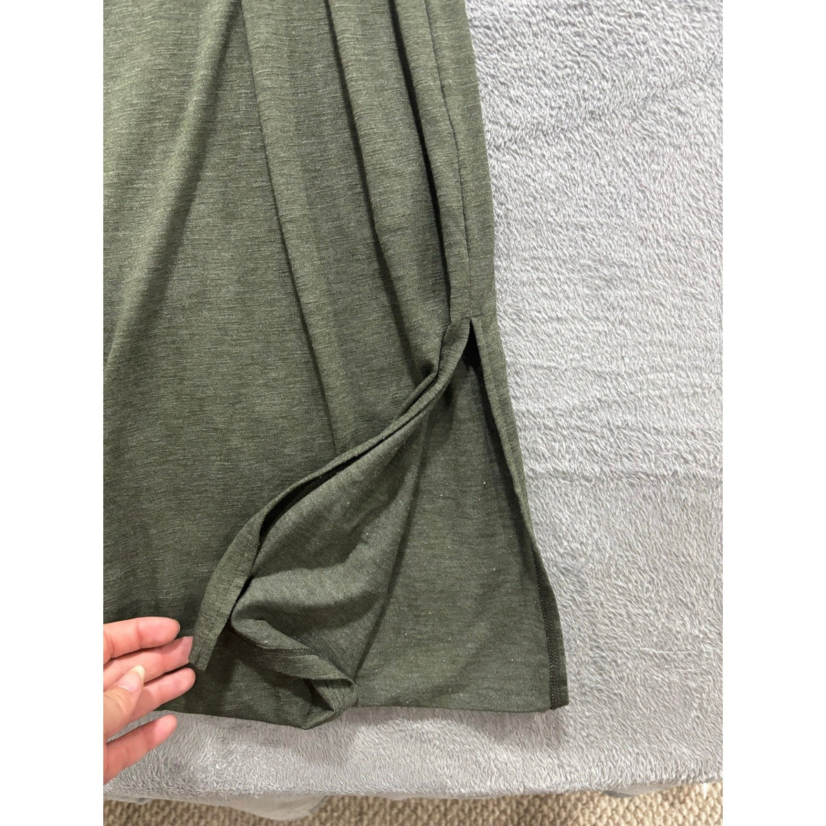 Old Navy M Olive Green Womens Cami Maxi Dress Boho Casual Sleeveless Side Slits
