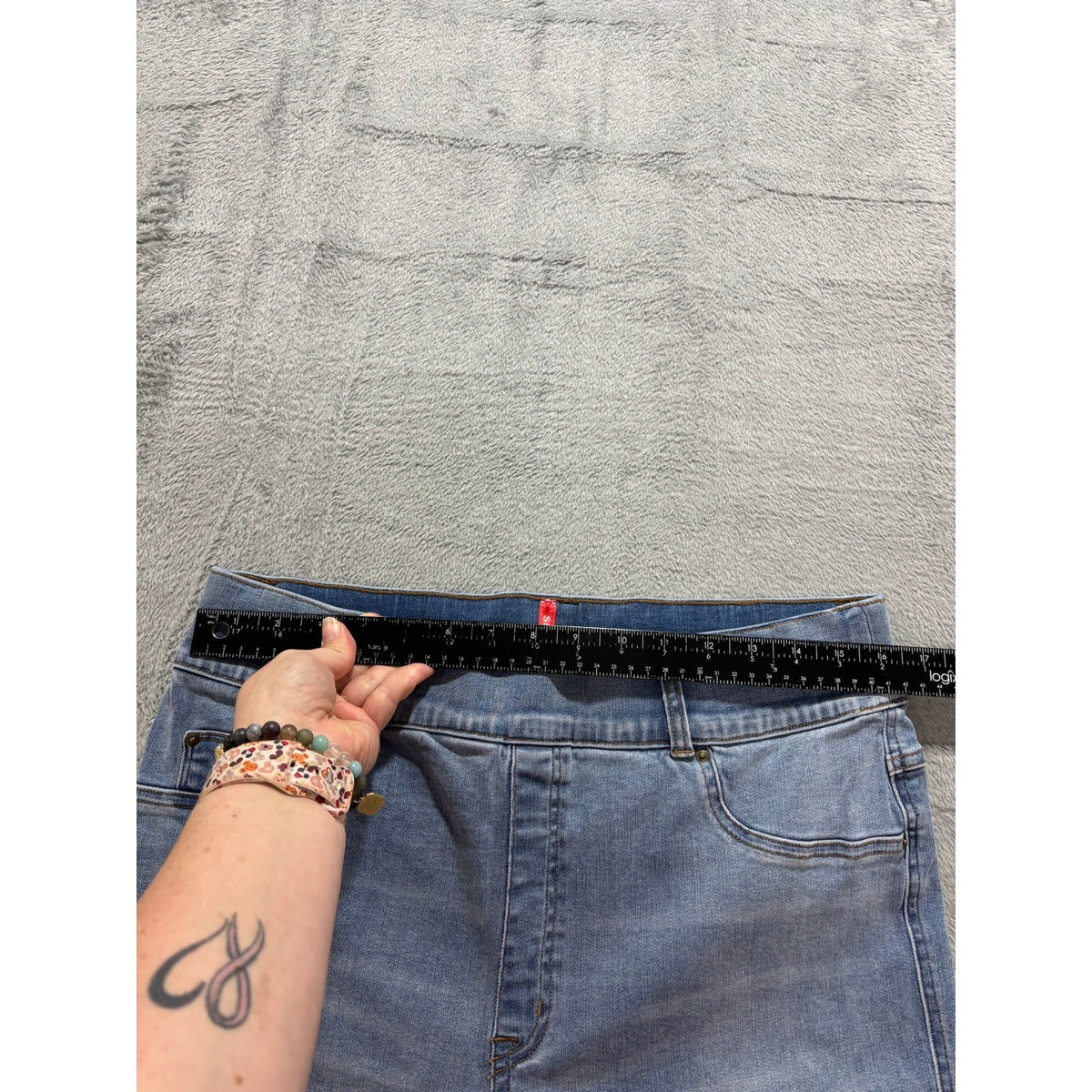 Spanx Womens 1XT Tall Blue Denim Pull On Skinny Jeans Casual Plus Size Slimming