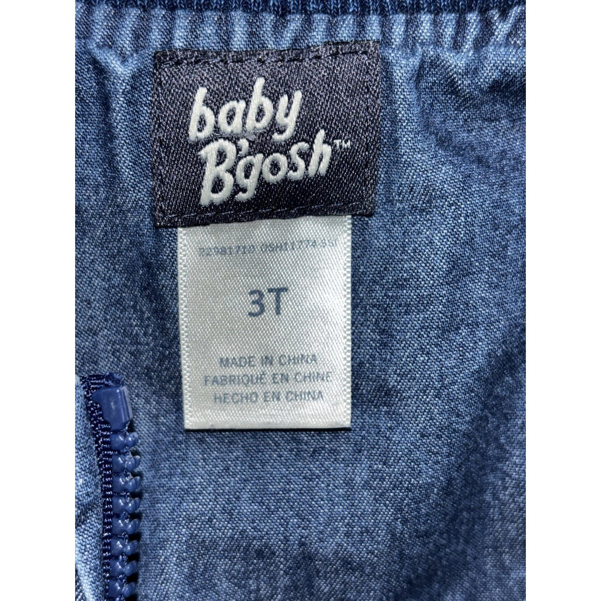Baby B'gosh Toddler 3T Quilted Denim Bomber Jacket Blue Zip Front