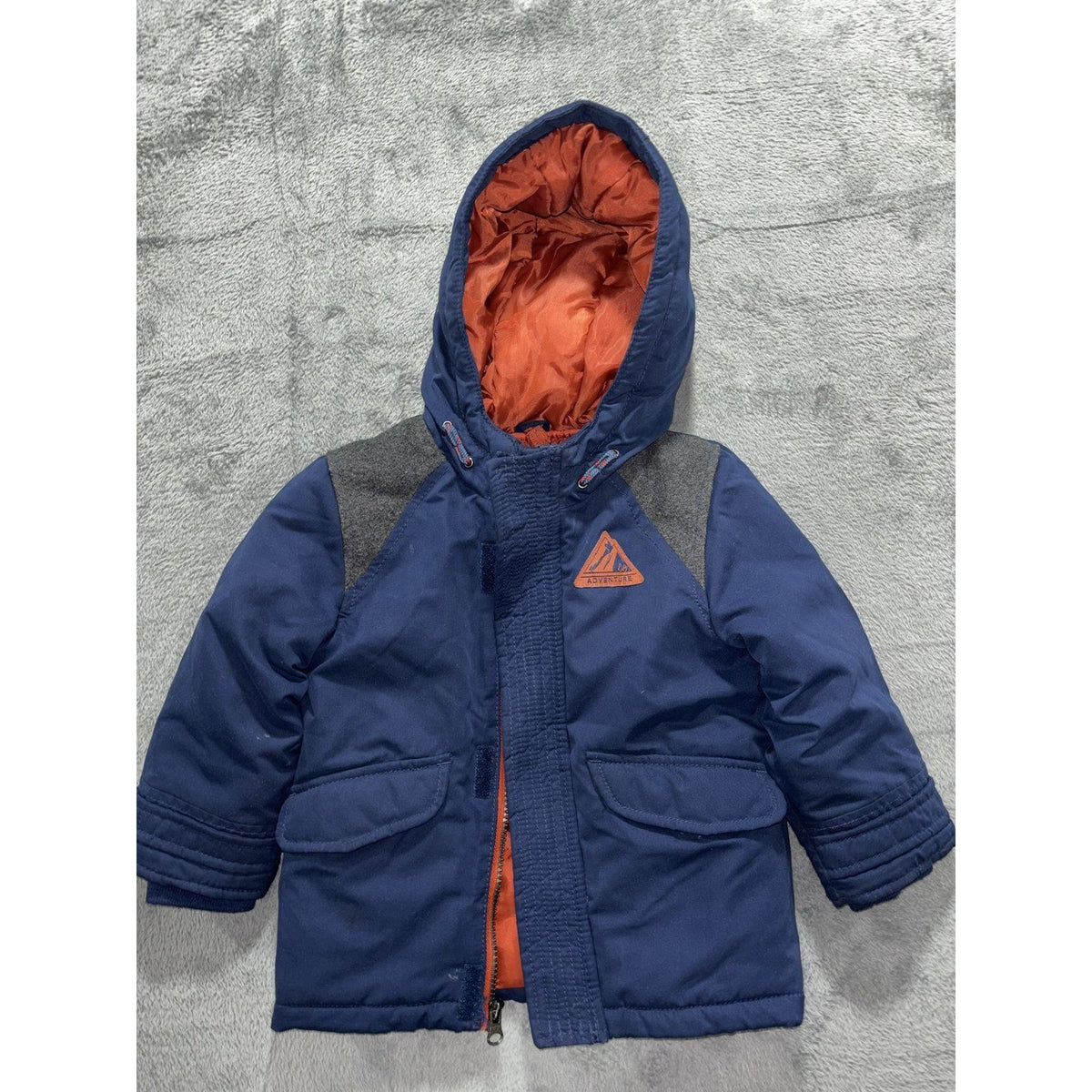 Carter's Toddler Boy 2T 3-in-1 Jacket Coat Navy Blue Camo Fleece Orange