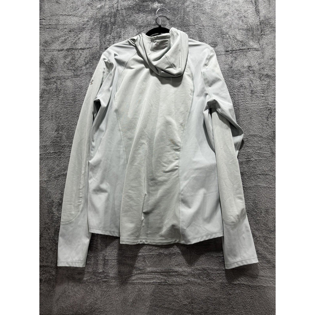 Under Armour Womens XL Sage Gray ColdGear Fitted Hooded Pullover Athleisure