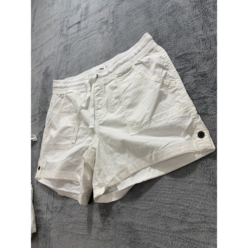 Sonoma 16 Womens White Cargo Shorts Casual Boho Cotton Stretch Drawstring 5"