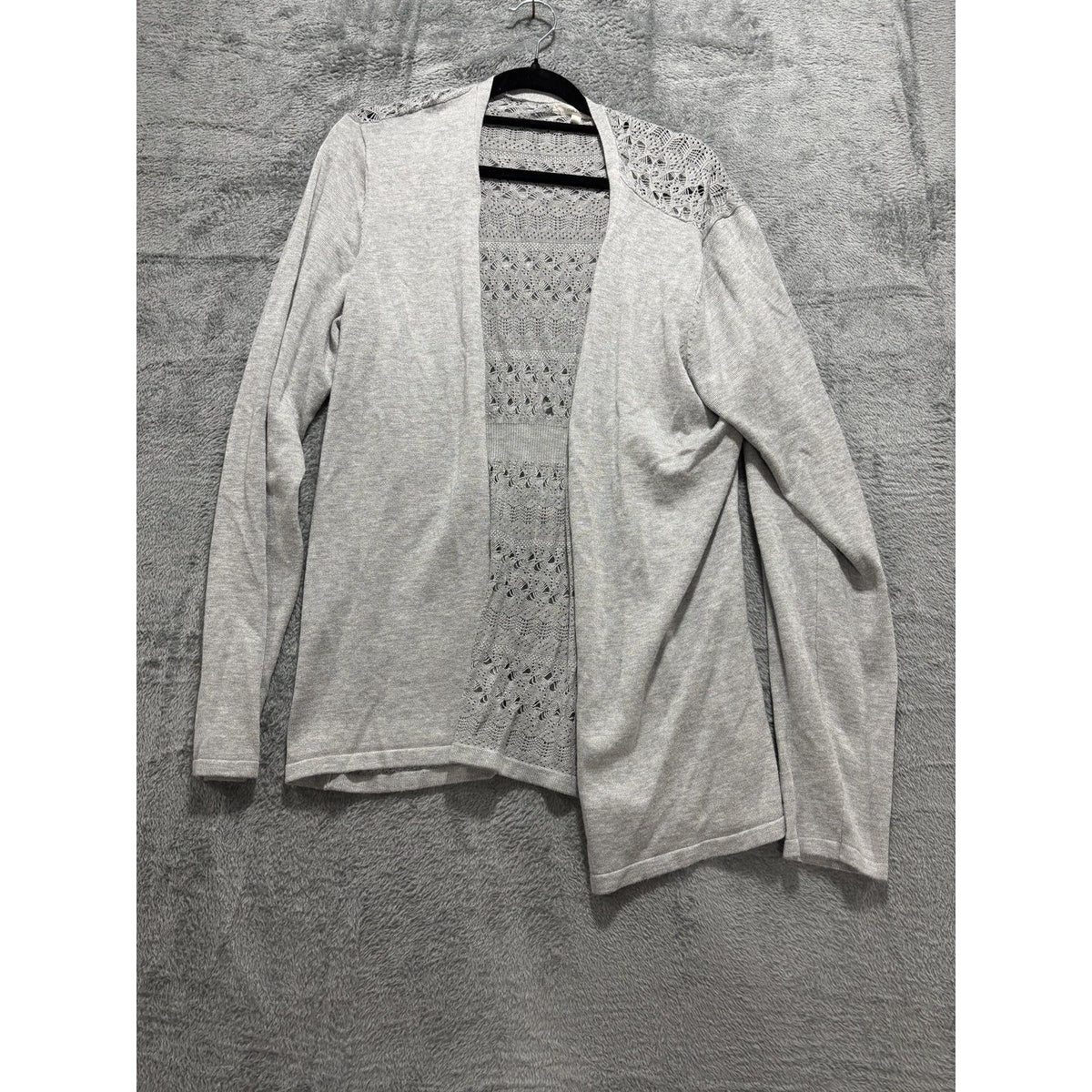 maurices Womens XL Heather Gray Open Front Cardigan Pointelle Knit Casual Cozy
