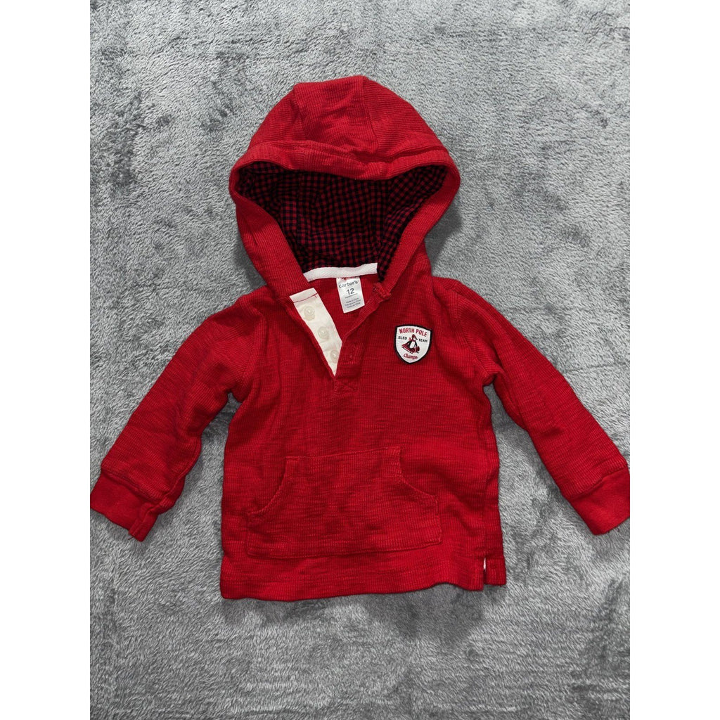 Carter's Baby Boy 12M 8 Piece Bundle Penguin Bodysuits Hoodie Pants Red Gray
