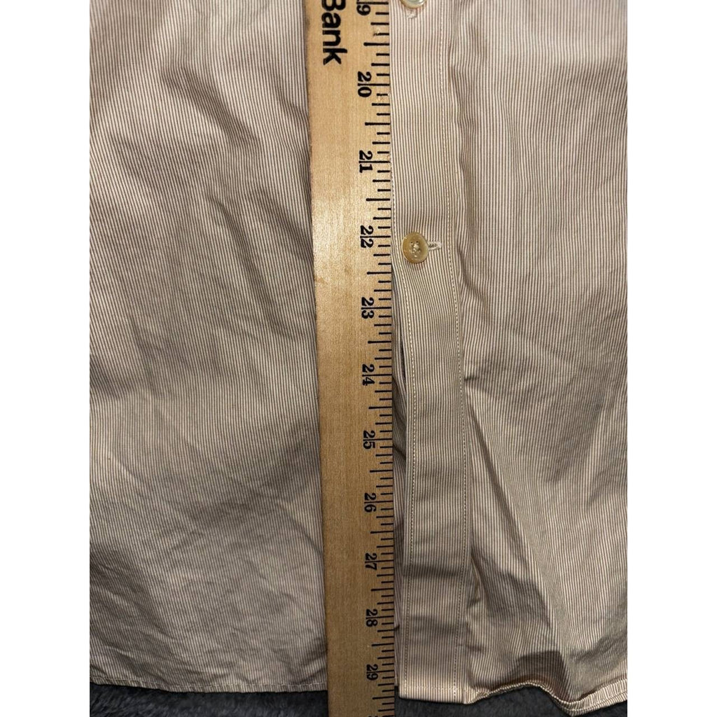 John Varvatos Men's Tan Striped Dress Shirt 17 Long, photo 5 of 9