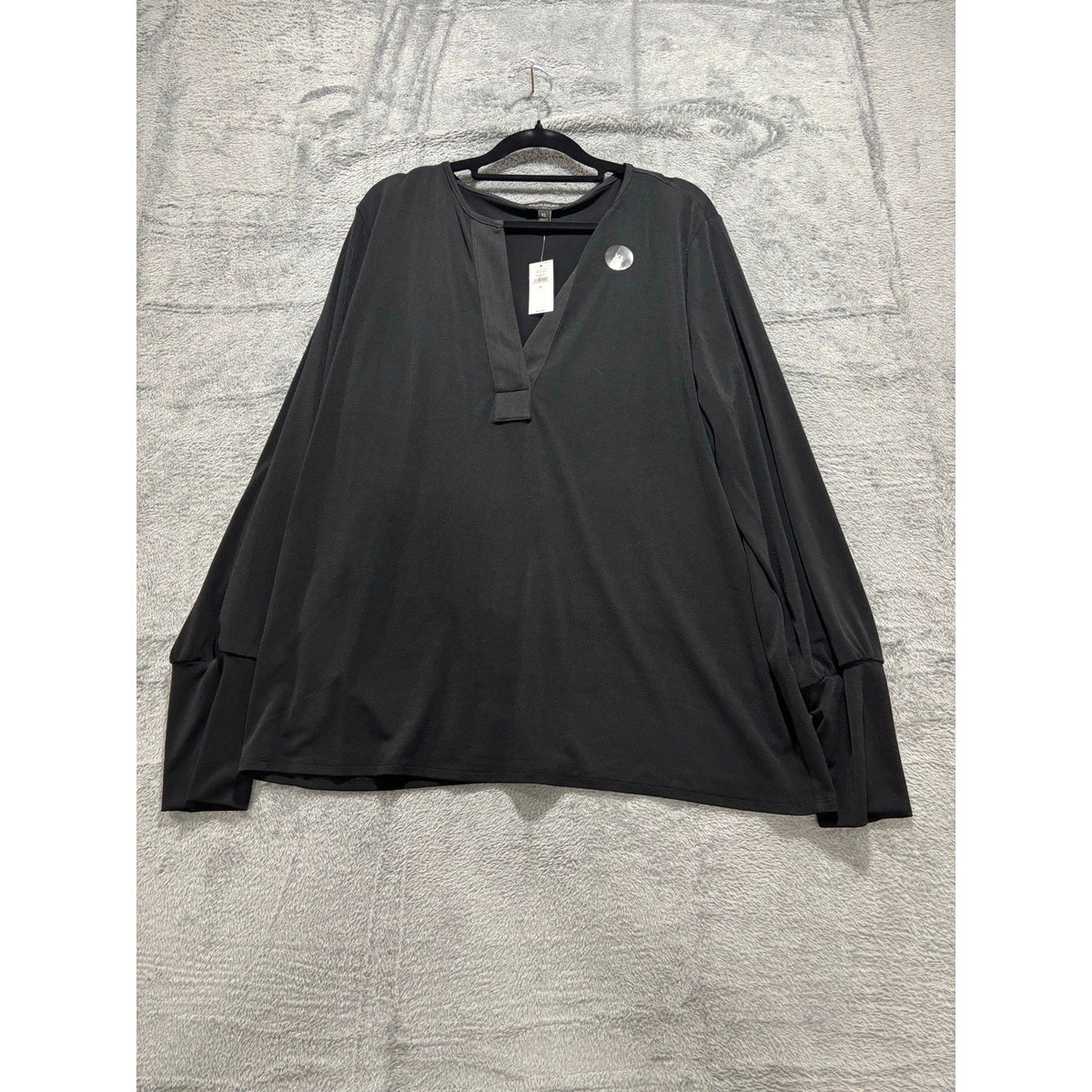 Banana Republic XL Black Womens V-Neck Long Sleeve Tunic Top Casual Cozy