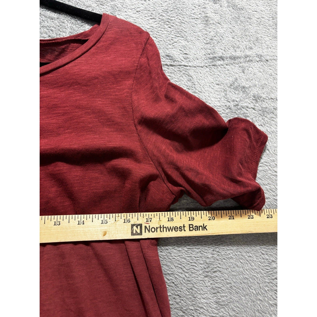 LOFT Outlet Womens M Rust Red Short Sleeve Scoop Neck Tee Casual Minimalist Top