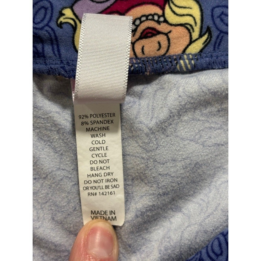 LuLaRoe Womens OS Purple Miss Piggy Muppets Leggings Casual Vintage Style