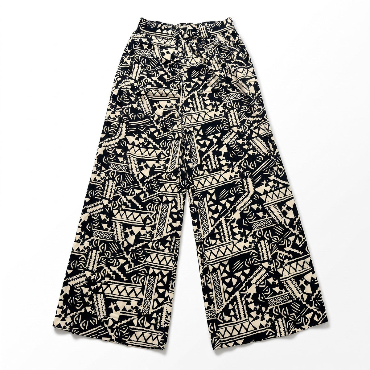 Mossimo Supply Co S/P Womens Black Cream Printed Wide Leg Pants Boho Casual