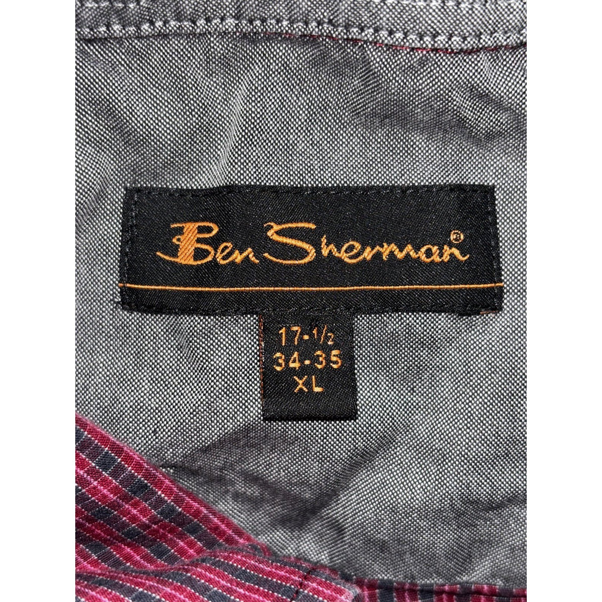 Ben Sherman Men's Burgundy Check Shirt 17.5 34/35, photo 6 of 10