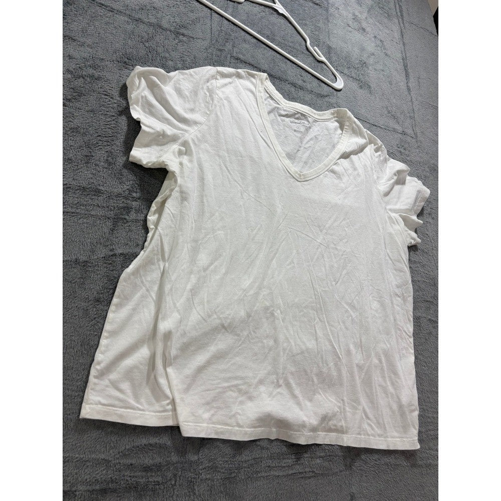 Universal Thread 2X White Womens V-Neck Short Sleeve T-Shirt Casual Minimalist