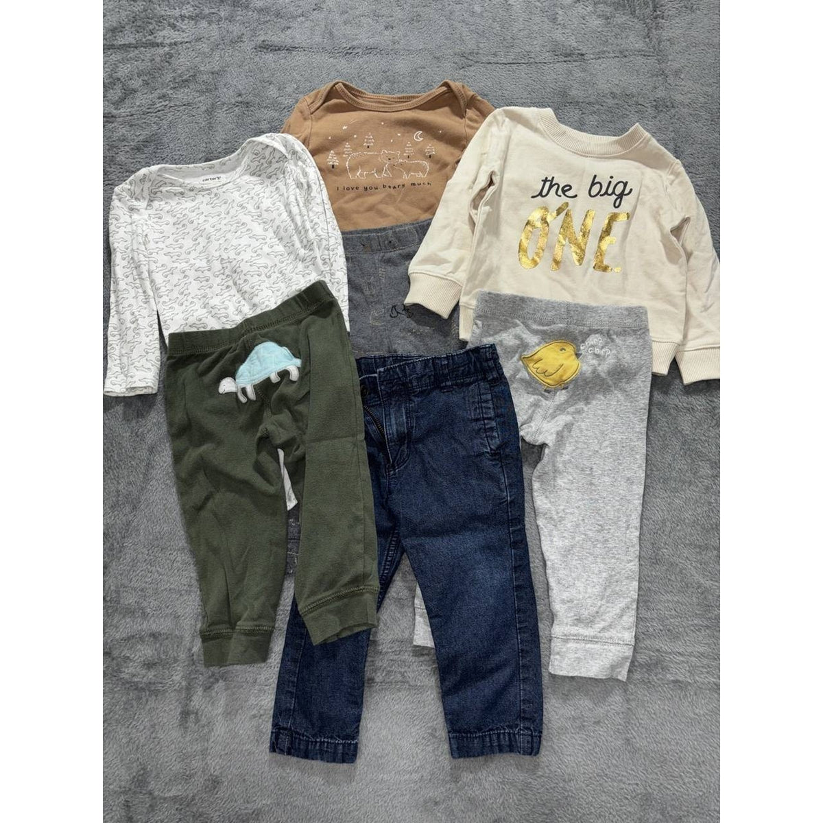 Baby Bodysuits Sweatshirt Pants Jeans Lot 7 Pcs 18M