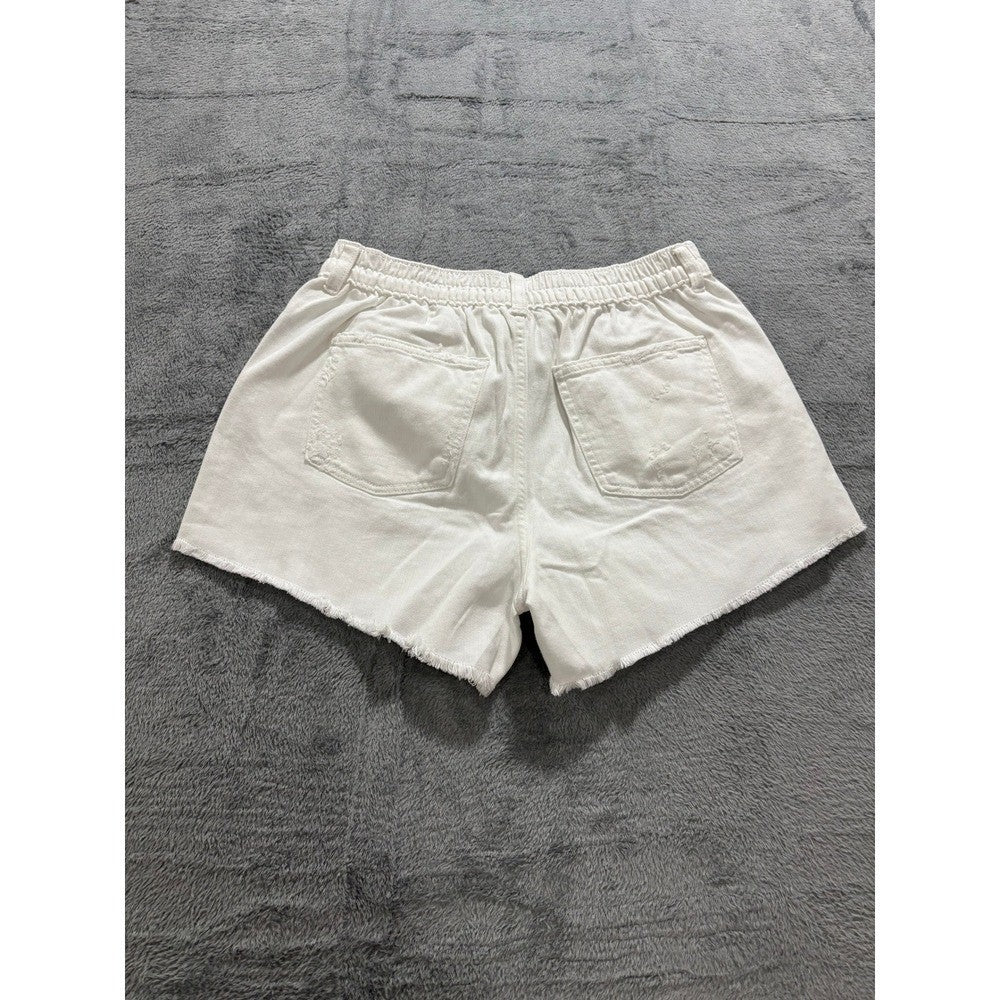 Aerie M White Denim Shorts Womens Distressed Cut Off Boho Casual