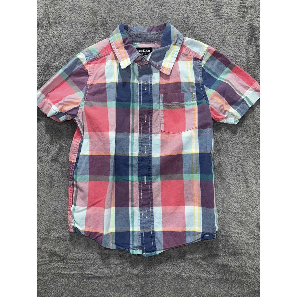 OshKosh B'gosh Carter's Boys Size 6 4 Piece Bundle Button Up Shirts Aqua Plaid
