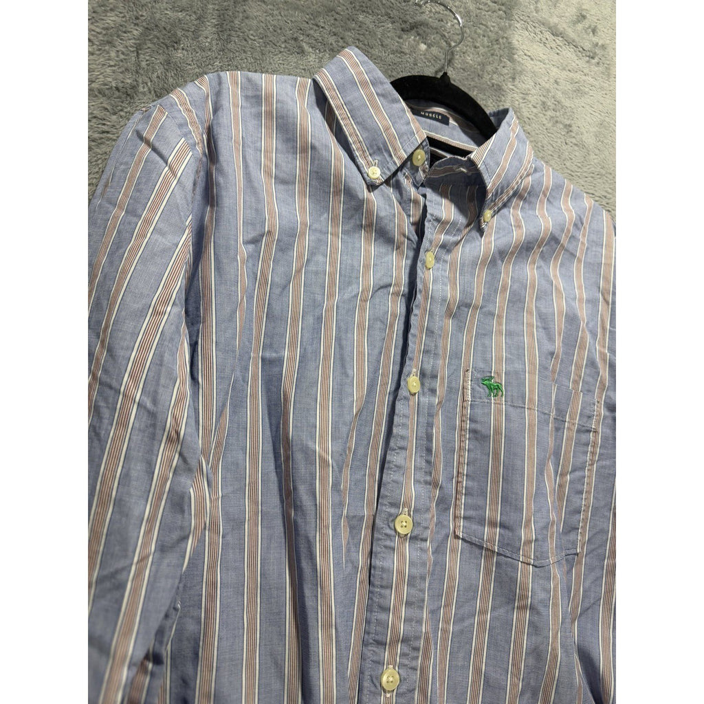 Abercrombie & Fitch Men's Blue Striped Shirt Size L, photo 2 of 10
