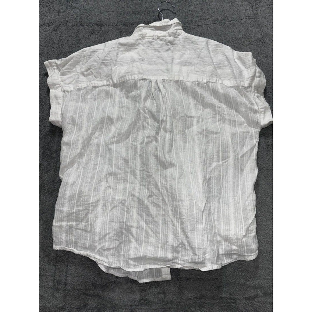 Lucky Brand Women's White Striped Shirt Size L, photo 4 of 7