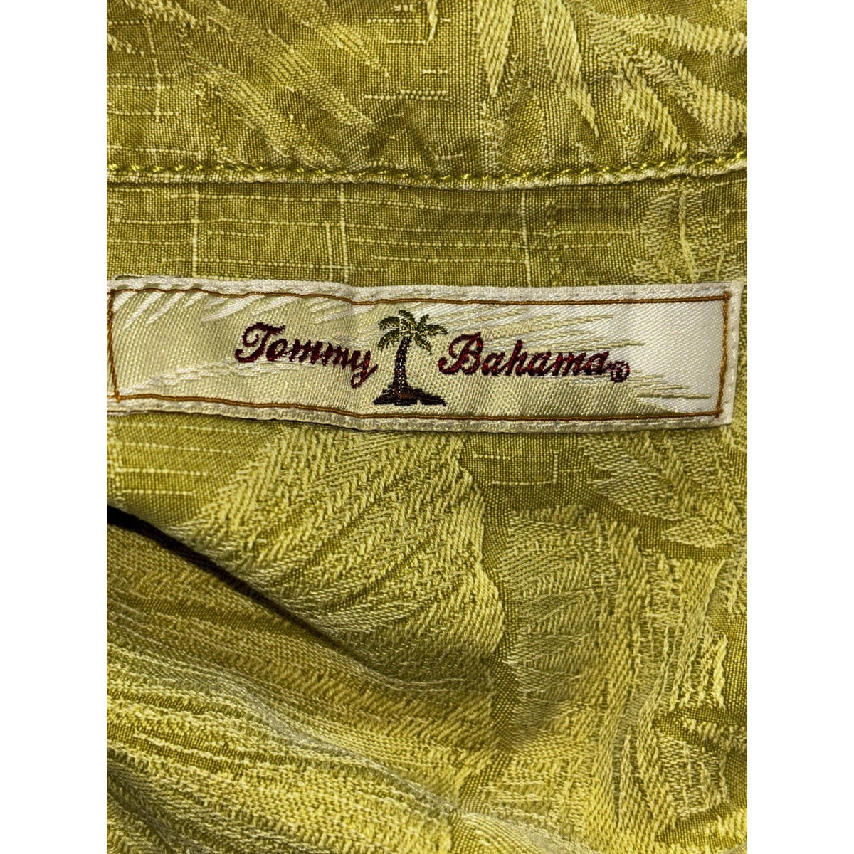Tommy Bahama Mens XL Chartreuse Green Palm Leaf Short Sleeve Button Up Shirt