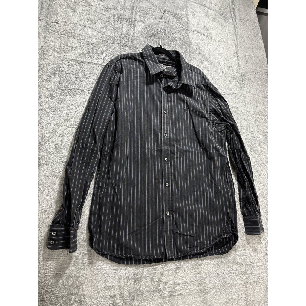 American Eagle Men's Black Pinstripe Shirt Size XL, photo 3 of 9