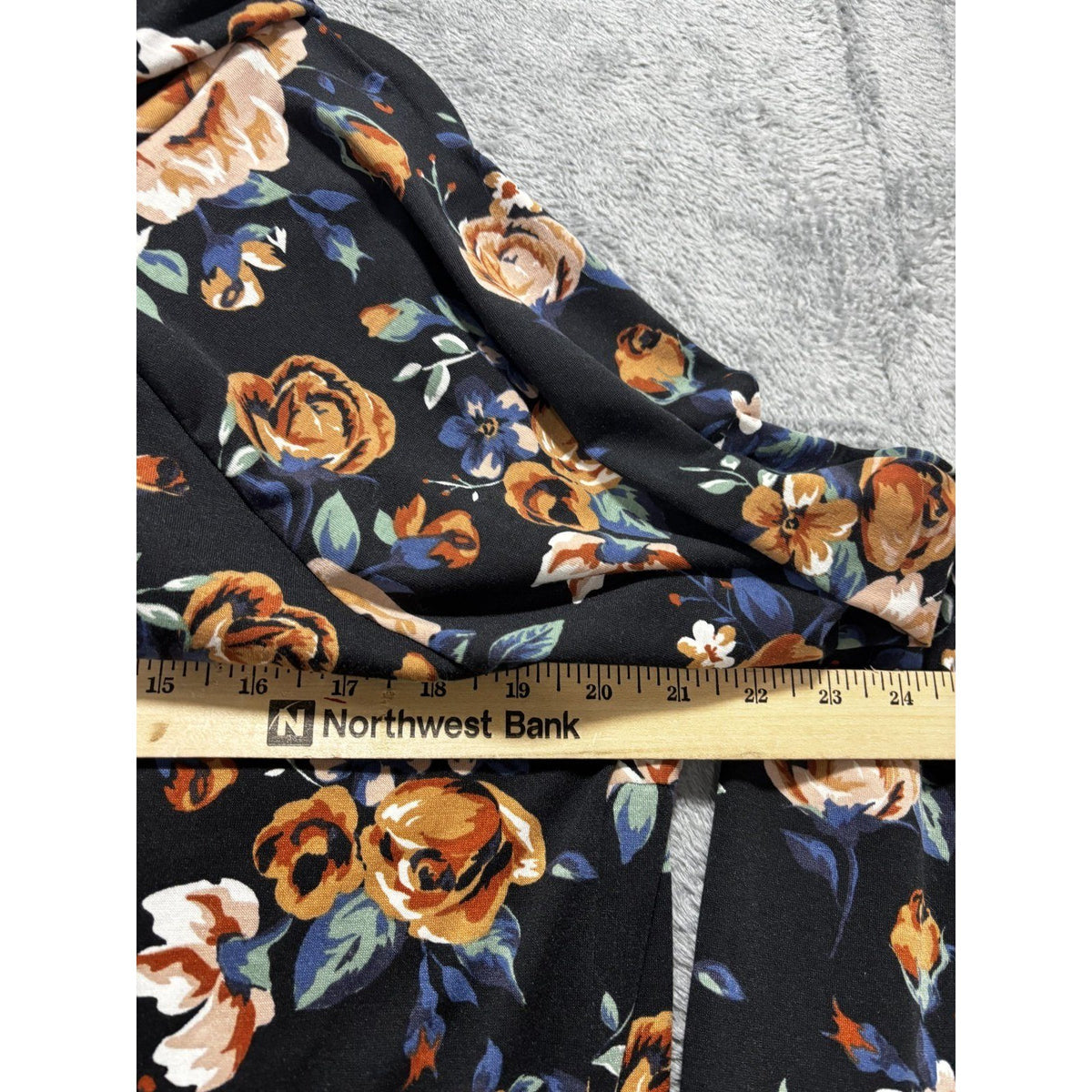 LuLaRoe Womens L Black Floral Cowl Neck Long Sleeve Tunic Top Casual Boho