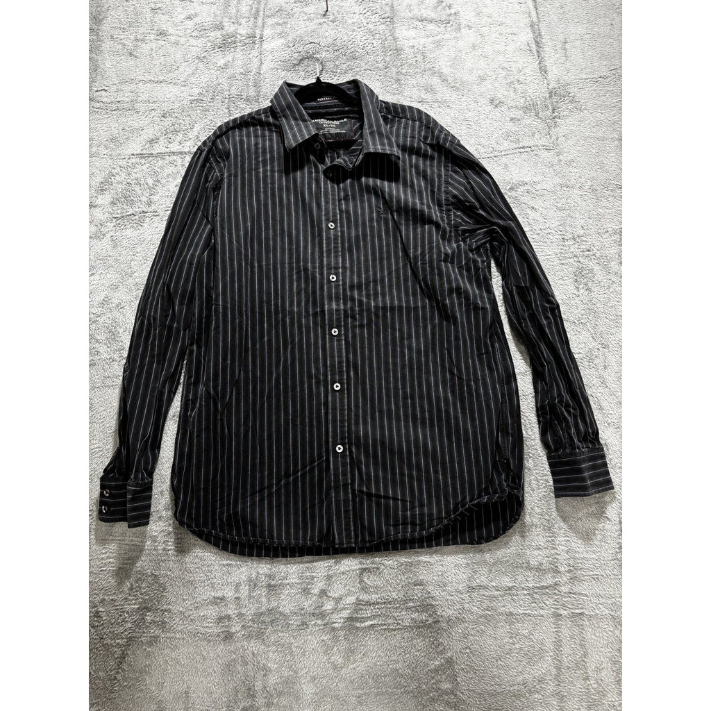 American Eagle Men's Black Pinstripe Shirt Size XL