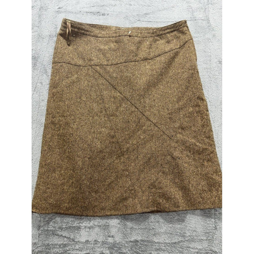 Women's Brown Tweed Wool Blend A-Line Skirt Size 12, photo 6 of 11